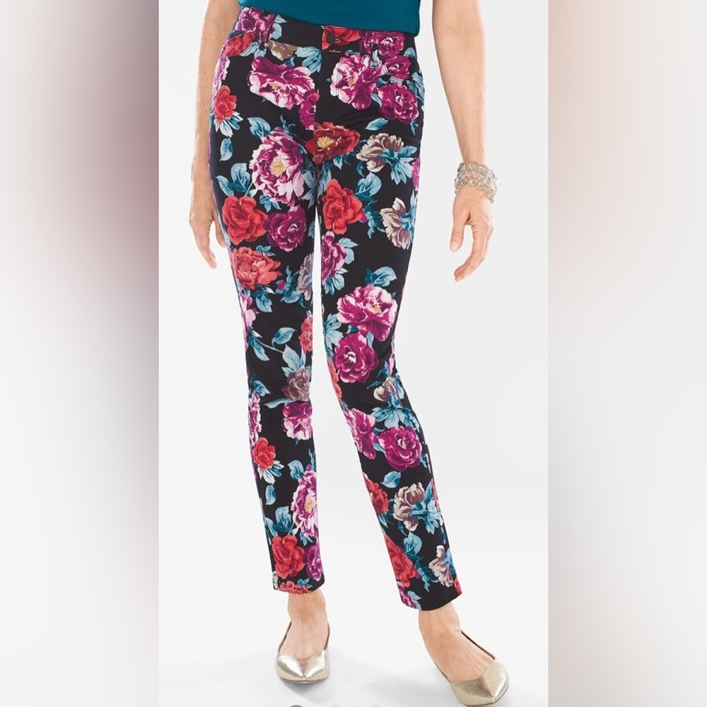 Chico’s Floral Jeggings Size 6 petite